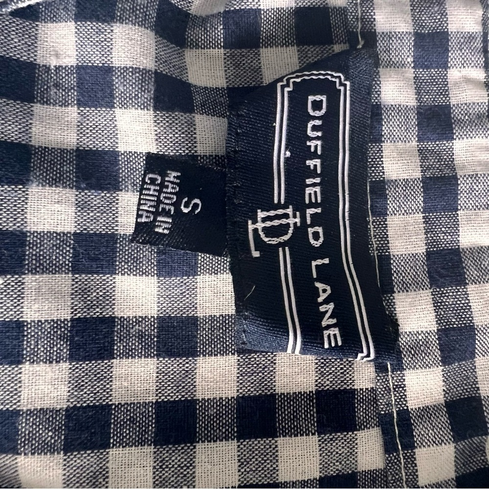 Duffield Lane Preppy Blue and White Gingham Bell Sleeve Blouse Small - Picture 5 of 5